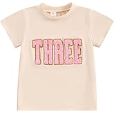 BULINGNA Kids Toddler Baby Girl Birthday T-Shirt Summer Short Sleeve Numbers Embroidery Tee Tops Birthday Outfit Gift 1-6T