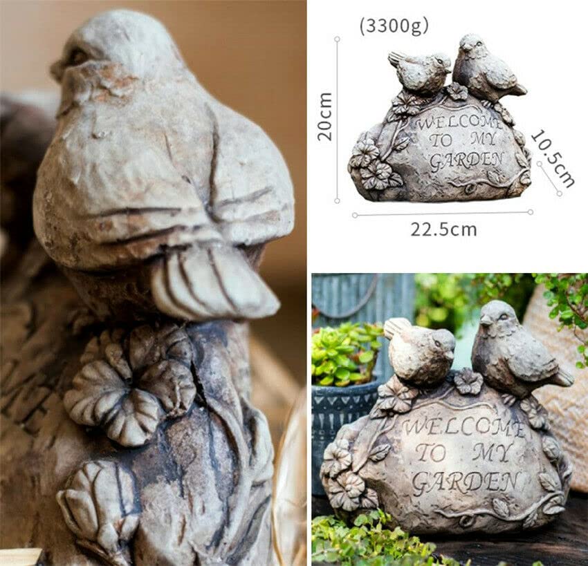 EatingBiting Handmade 9 Inch Concrete Flipping Bird Welcome Sign Statue - Durable Garden Yard Art Sculpture