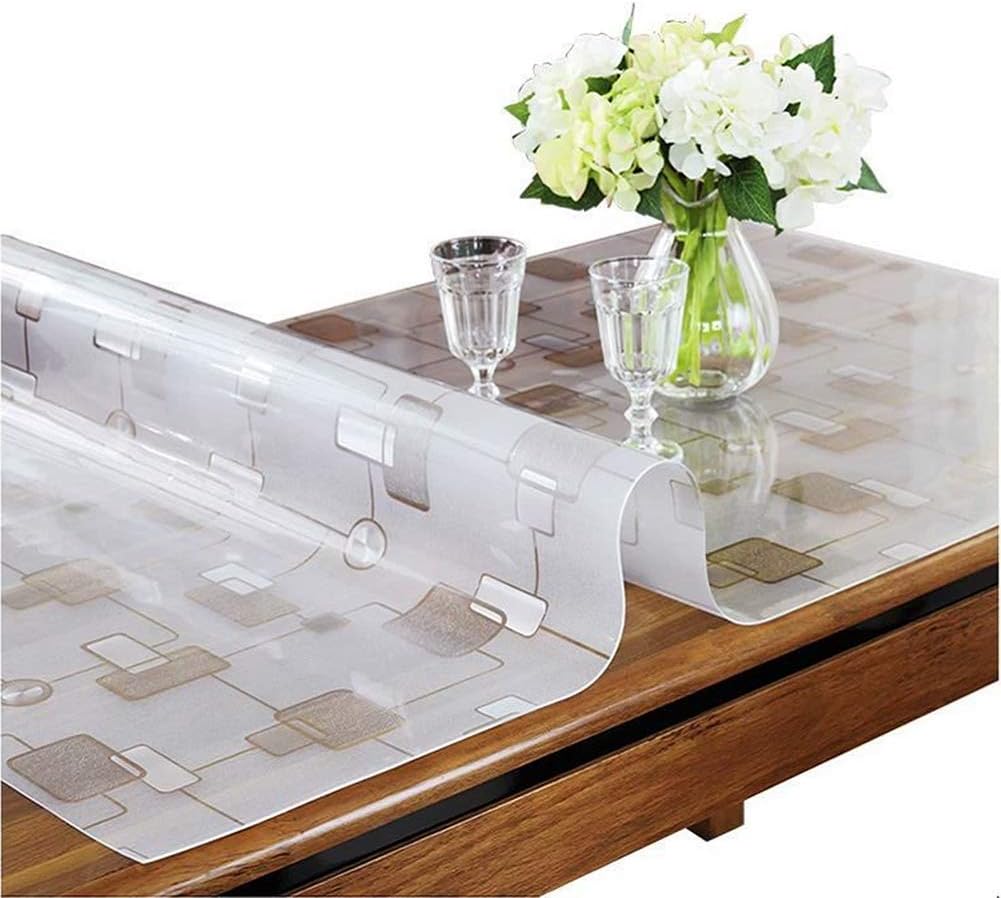 gfdasfsdgsd PVC Tablecloth，Waterproof, Oilproof and Anti-scalding Plastic Dining Desk Mats,Soft Glass Tea Table Mats,1.5mm Thick Table Protector for Dining Room-a 60x130cm(24x51inch)