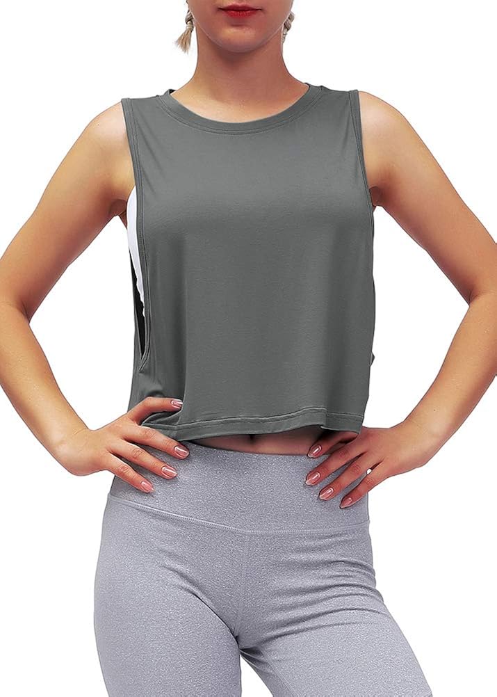 Mippo Cropped Workout Tops for Women Mesh Back Womens Workout Tops Muscle Tank at  Women’s Clothing store
