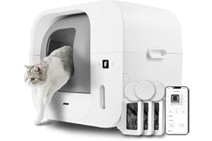 Furbulous True Odor-Free Automatic Self-Cleaning Cat Litter Box, Extra Large for 3–22 lbs Cats, Smart APP Control, Self-Pack & Refill System, 3 Waste Bags Included, Upgraded Model - White