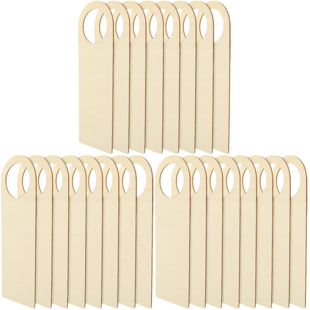 TOYANDONA 24 Pack Unfinished Wooden Door Knob Hangers, Blank Wood Signs for DIY Crafts, Ideal for Home, Hotel & Office Decor (3.7 x 11.4 in)
