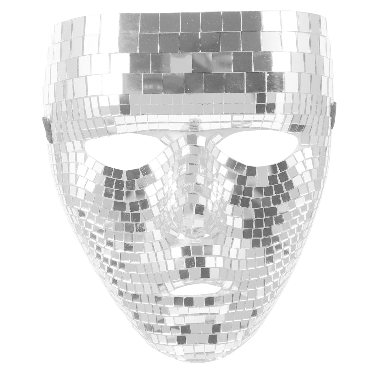 Amosfun Halloween Mirror Mask, Full Face Disco Ball Mask, Glitter Mosaic Mirror Face Cover with Elastic Bands, Masquerade Ball Party Supplies, Halloween Fancy Dress Accessory