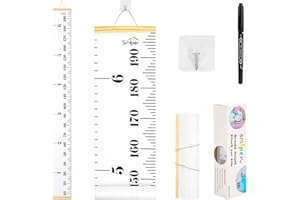 Smlper Growth Chart for Kids,Child Height Chart Ruler for Wall,Wood Frame Fabric Canvas Height Measurement Ruler for Kids Nursery Room,Removable Wall Decor 79"x7.9"