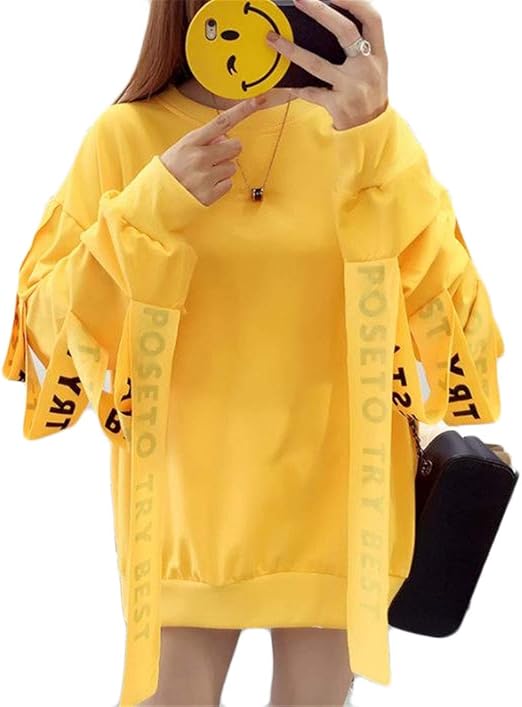 Amazon フッカツ レディース パーカー プルオーバー 萌え袖 可愛い クルーネック トレーナー カジュアル ゆったり 原宿風 プリント 学生 スポーツ ファッション トレーナー パーカー 通販