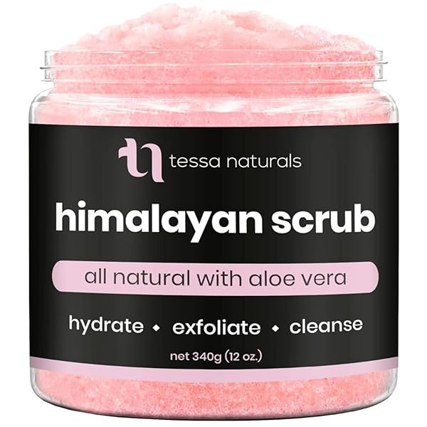 HIMALAYAN SALT SCRUB BODY EXFOLIATOR WITH ALOE VERA – ALL NATURAL PINK HIMALAYAN BODY SCRUB & MOISTURIZER FOR WOMEN & MEN – EXFOLIATING BODY SCRUB FOR BLACKHEADS & DEAD SKIN