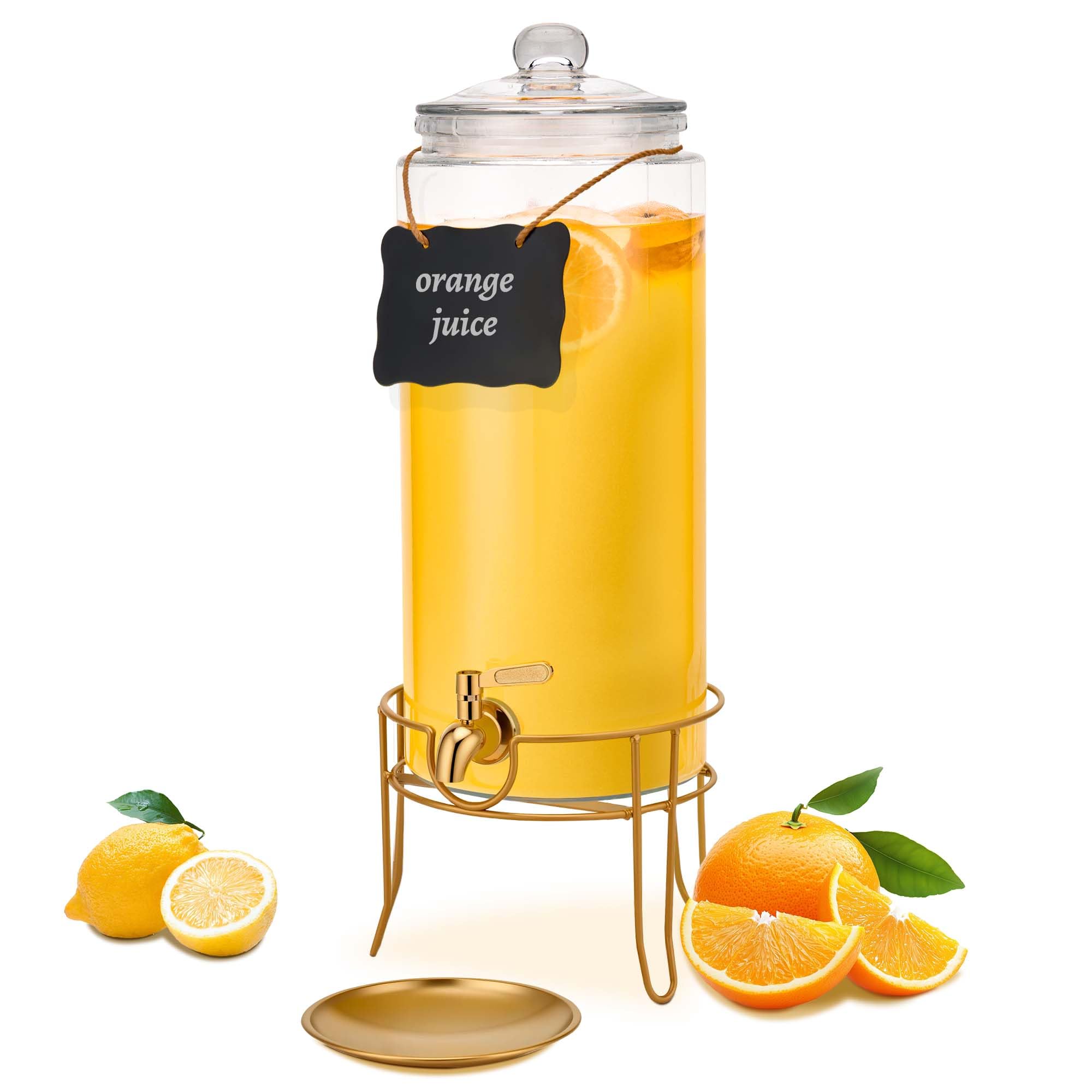 Photo 1 of Drink Dispensers for Parties, 1 Pack 1.5 Gallon Beverage Dispenser with Stand, Drink Dispenser With Glass Lid, juice dispensers for parties