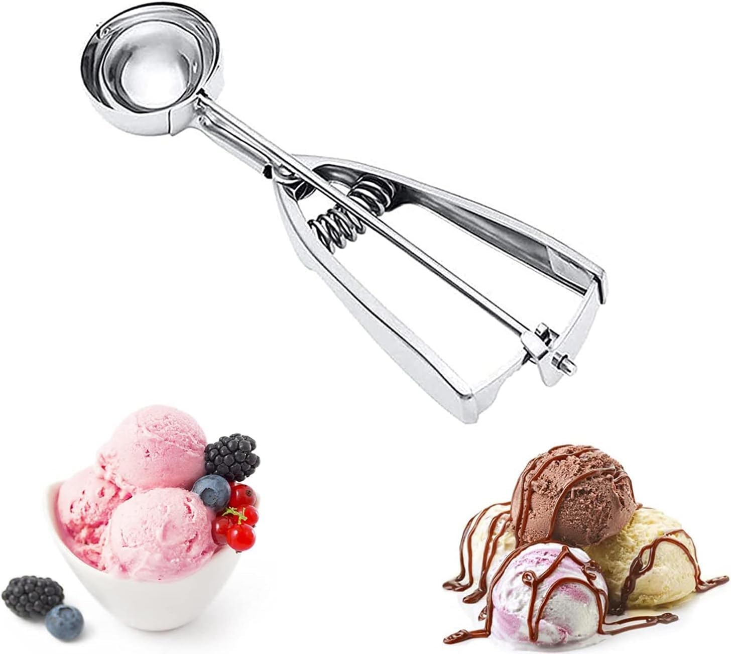 Ice Cream Scoop, Stainless Steel Ice Cream Scoop Cookie Scoop Ice Cream Scoop with Trigger, for Ice Cream Mash Potato Cupcake Mix Cookie Dough (6CM)