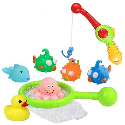 yoptote Bathtub Toys Fishing Game Bath Toys tub Water Pool Toys with Fish Octopus Dolphin Rod net Set for Kids Toddler Boys and Girls, 8 Packs