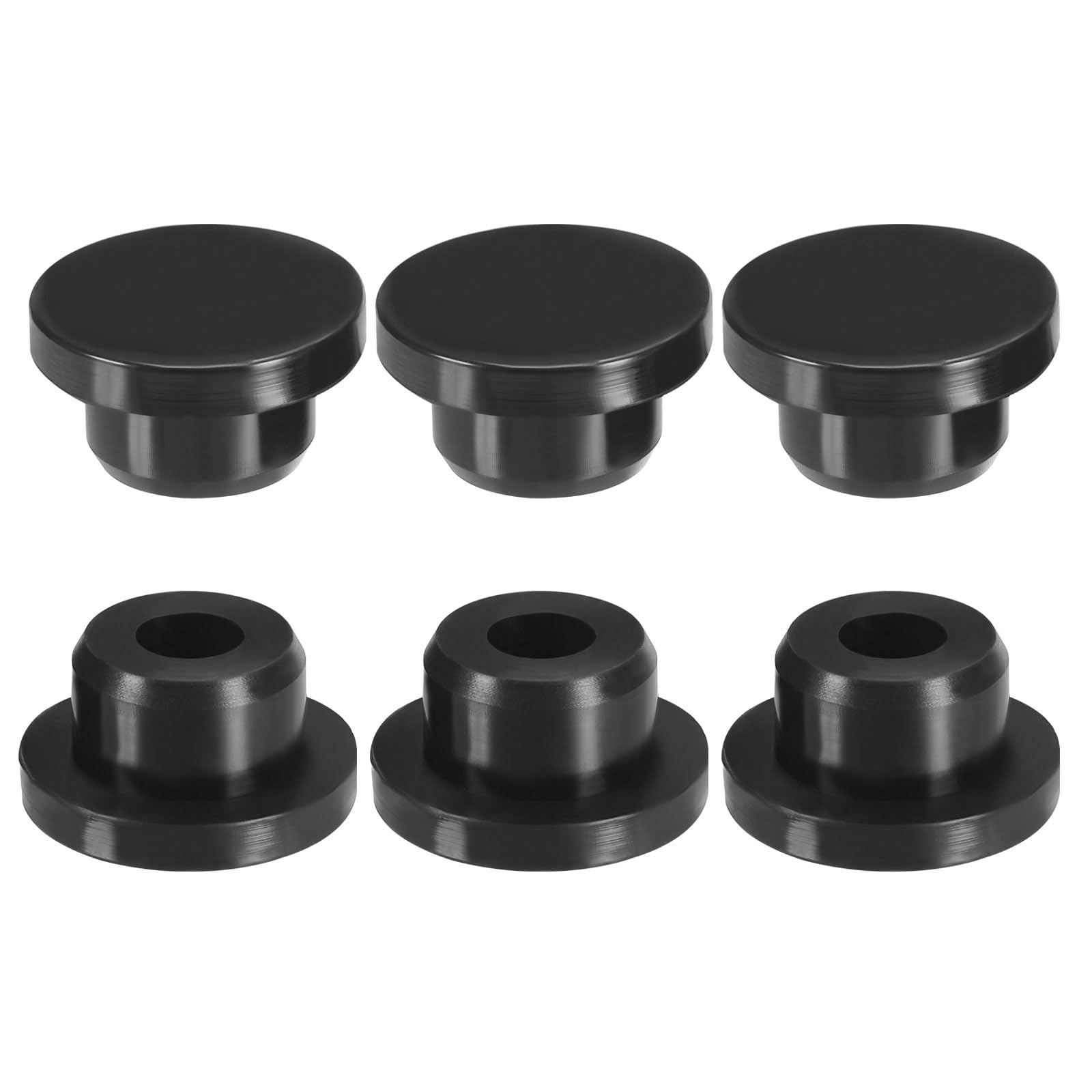 PATIKIL Silicone T-hole Stoppers, 6 Pack Soft Flexible Silicone Hole Plug End Cover Caps Waterproof Bottle Seal Plug for 16.8-17.8mmHole, Black