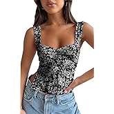Women Cute Crop Tank Top Teen Girls Summer Trendy Sexy Y2K Strappy Going Out Tops