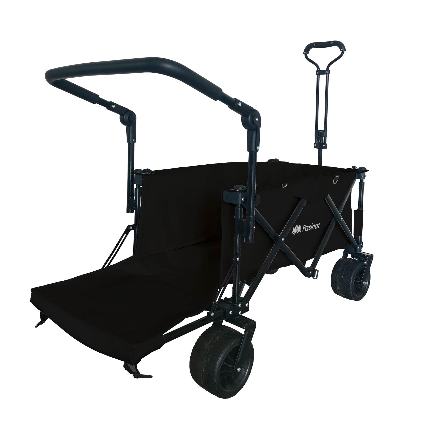 Pasinaz NEWモデル アウトドアワゴン キャリーワゴン 耐荷重180kg 大容量 211L キャリーカート キャンプワゴン 折りたたみ 荷室拡張 4輪 伸縮ハンドル 頑丈タフ ワイドタイヤ タイヤロック 軽量 コンパクト 自立 アウトドアキャリー (3.PZ-ODW03-BK)商品画像