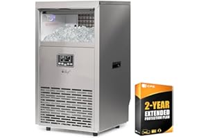 Deco Chef Commercial Ice Maker, 99lb/24 Hours, 33lb Storage Capacity, Stainless Steel, with 2 Year Enhanced Protection Bundle