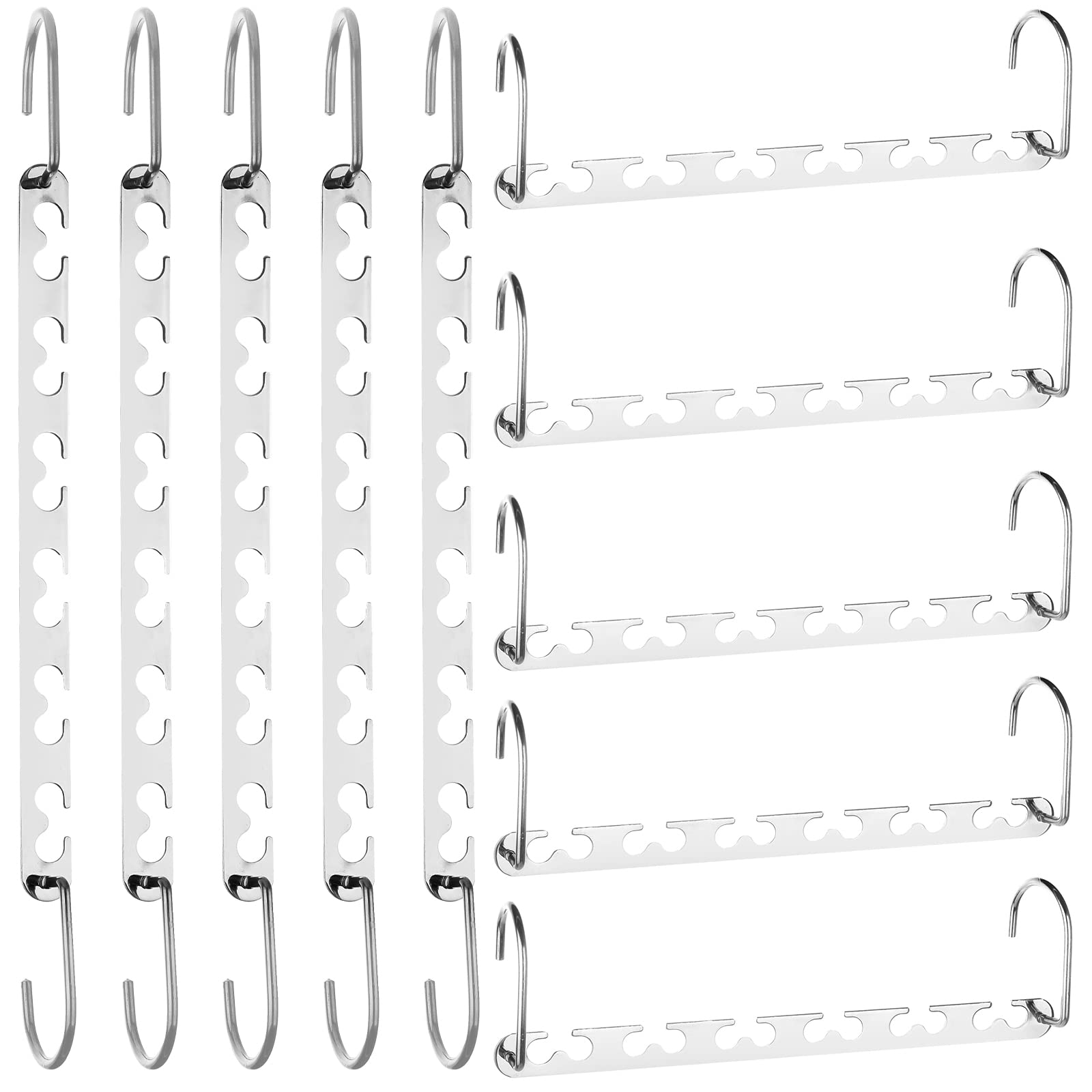 RAINBERG 5 Pack Metal Magic Hangers Space Saving Hangers Closet Space Saving Wardrobe Clothing Hanger Organizer, Updated Hook Design. (5)