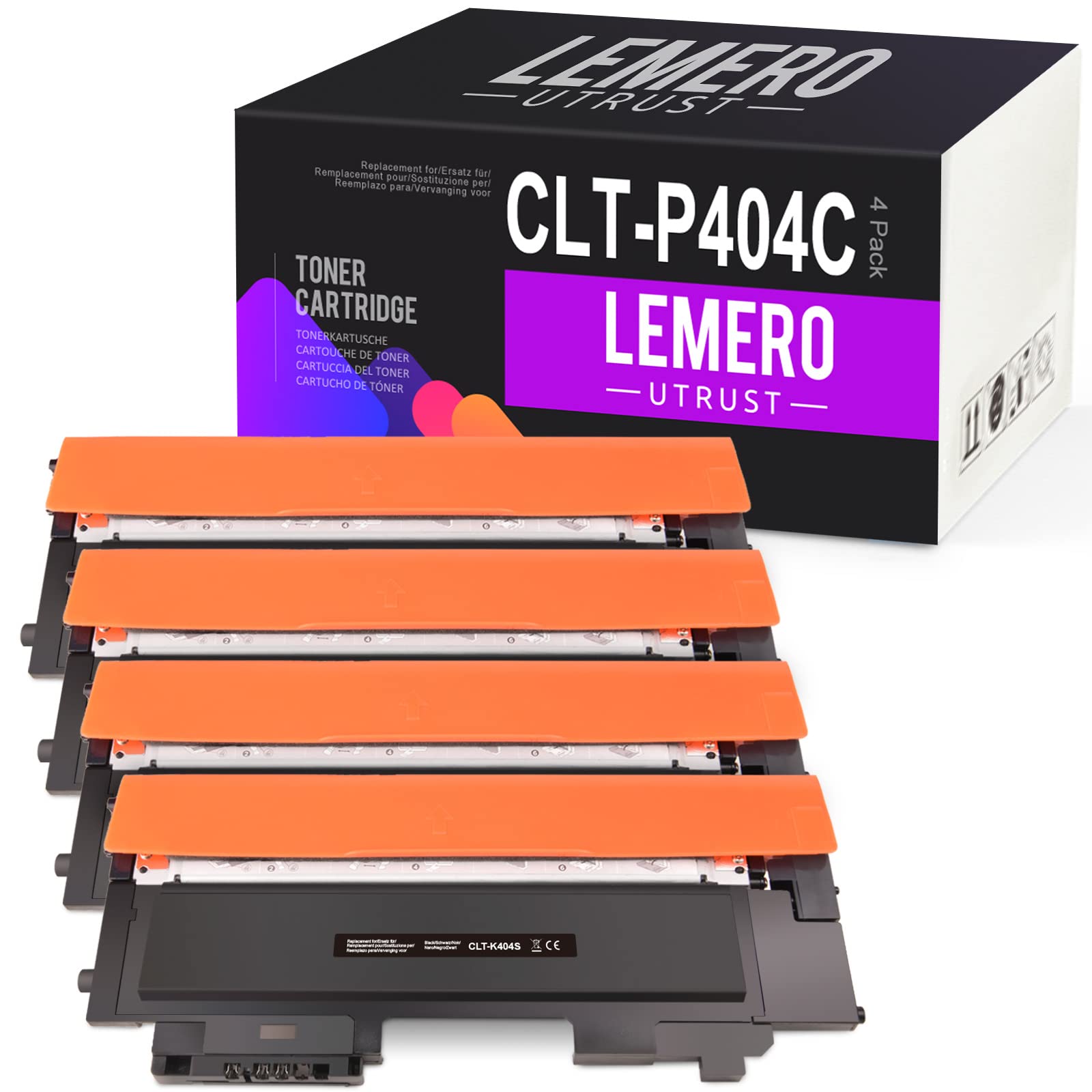 LEMEROUtrust CLT-P404C Toner Cartridges Compatible for CLT-Y404S CLT-K404S CLT-C404S CLT-M404S for Xpress SL C430 C430W C480 C480W C480FN C480FW (B/C/M/Y, 4 Pack)
