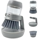 UGWkivd Soap Dispenser Dish Brush, Palm Brush Scrub Brush, with Storage Bracket and Drainage Base, Gray