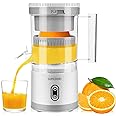 Electric Citrus Juicer, Rechargeable Juicer Machine with USB Cable and Cleaning Brush, Touch Button, Automatic Orange Lime Lemon Grapefruit Squeezer, Easy to Clean Portable Juicer, White