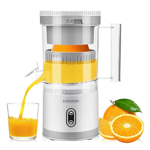 Electric Citrus Juicer, Rechargeable Juicer Machine with USB Cable and  Cleaning Brush, Touch Button, Automatic Orange Lime Lemon Grapefruit  Squeezer,