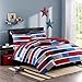 Mi Zone Kids Cozy Set, Casual Modern Design, All Season Teen Bedding Coverlet Bedspread, Decorative Pillow, Boys Bedroom Décor, Twin/Twin XL, Navy/Red Quilt