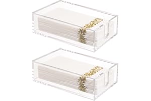 Rubtlamp 2 Pack 0.12 Thickness Clear Napkin Holder, Flat Napkin Holder,9x5.5x2.5inch Acrylic Guest Towel napkin holder, Clear Bathroom Paper Hand Towels Storage Tray For Kitchen Dinning