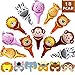 GuassLee Jungle Safari Animal Theme Party Set - 12pcs Handhold Jungle Animal Balloons, 6pcs SafarFoam Animal Masks for Kids Jungle Themed Zoo Animal Birthday Party Supplies