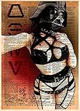 Modern pinup girl, sexy erotic star wars darth vader art, satire art