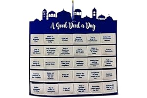 EMART4U Ramadan Decorations Eid Count down Calendar Ramadan Calendar for Kids Islamic Festive Home Décor Ramadan Mubarak Advent Calendar + 10 Free Balloons (Blue/White)