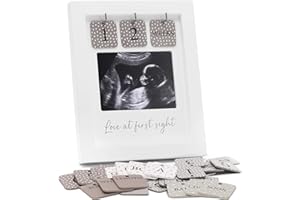 HONEY PEA COMPANY Ultrasound Picture Frames W/ Free Digital Pregnancy Journal - Multi - Use Tiles for Pregnancy Countdown, Pregnancy Announcement, Gender Reveal | Love At First Sight Sonogram Frame | Expecting Mother Gift
