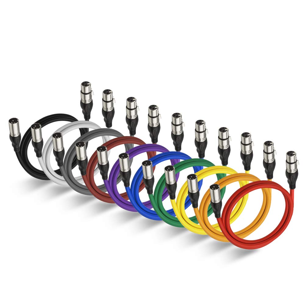 NUOSIYA XLR Cable 1m - 10 Colors Balanced Microphone Cable, 3-Pin Male to Female Extender Cord for Studio Recorder, Mic, Mixer, Speaker System, Phantom Power