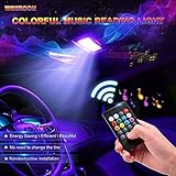 Car LED Reading Lights, Wsiiroon 2pcs 24 LED Universal Multicolored Music Car Dome lights Interior Lights Decoration Lights, Wireless Remote Controlled, DC 12V