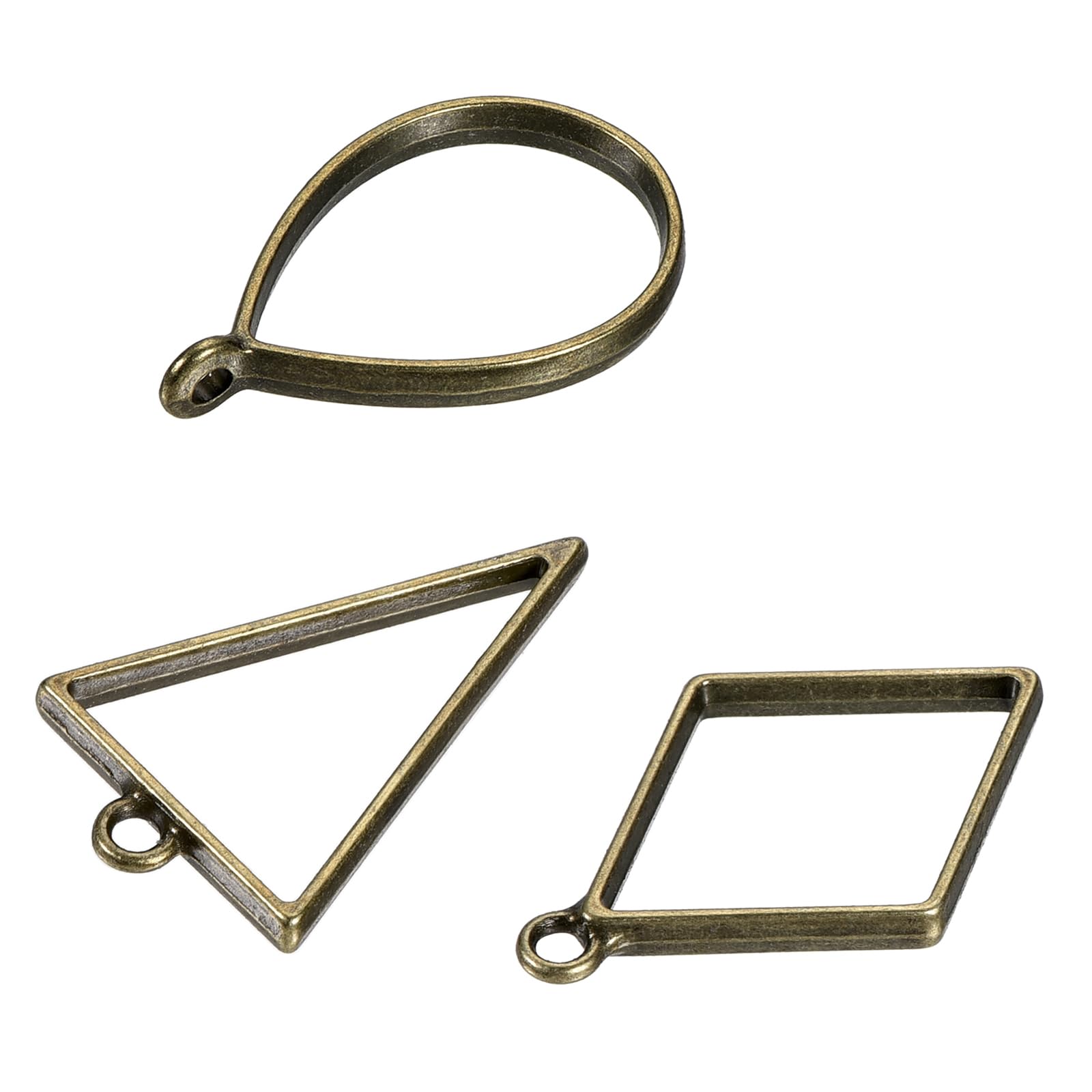 M METERXITY 1 Set/30Pcs Open Bezels for Resin - Hollow Frames Alloy Drop Shape, Triangle, Rhombus, Apply to DIY Crafts Pendants Pressed Flowers (Bronze)