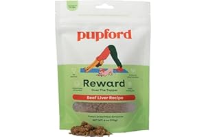 Pupford Over The Topper - Freeze Dried Meal Toppers for Dogs & Puppies of All Ages | Minimal Ingredients, Made in USA | Delicious Food Topper for Picky Dogs, Improve Nutrition & Taste (Beef Liver)