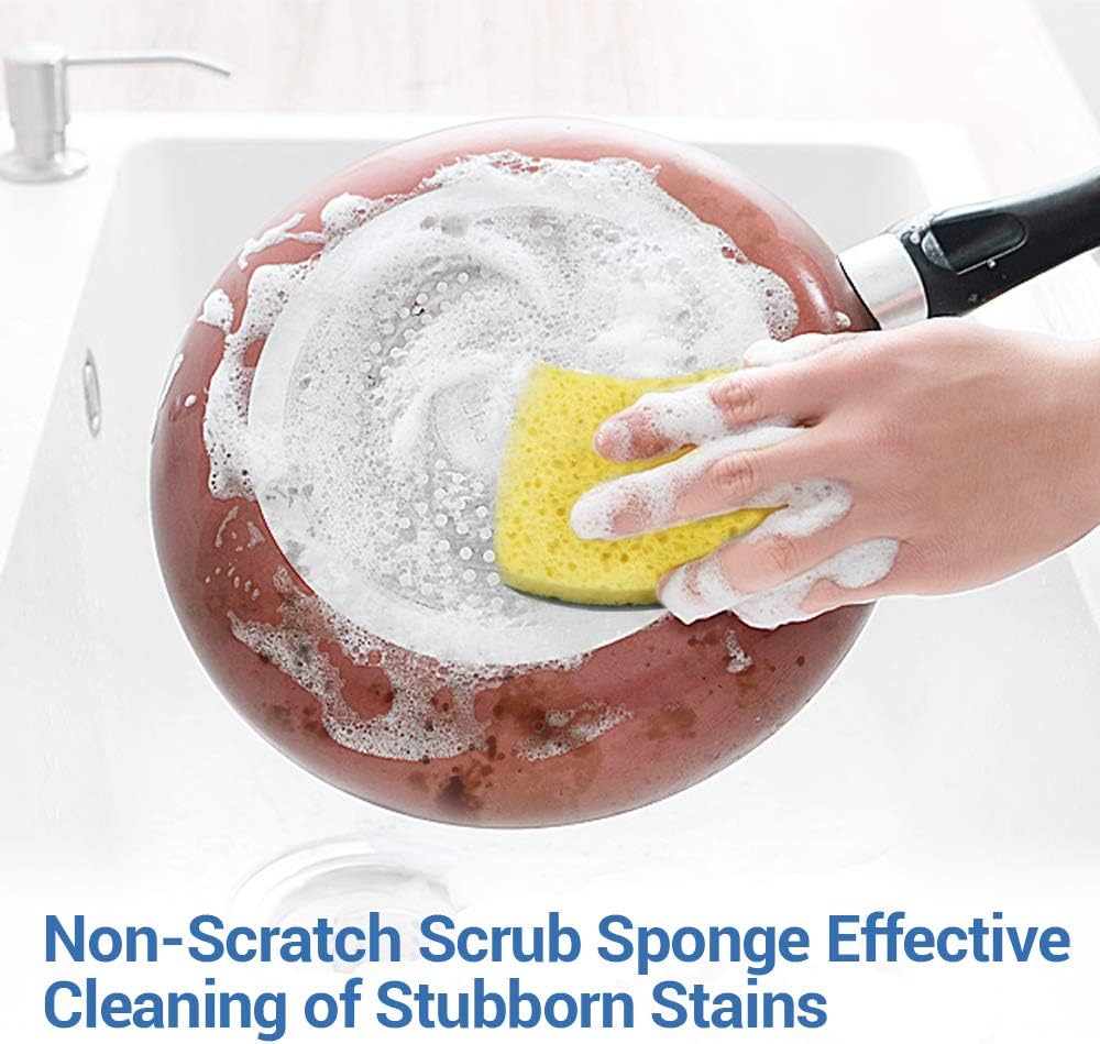 AIDEA Heavy Duty Scrub Sponge-12 Count, Heavy Duty Cellulose Sponge, Cleans Fast Without Scratching, Cleaning Power for Everyday Jobs for Dishes, Pots, Pans: Kitchen & Dining