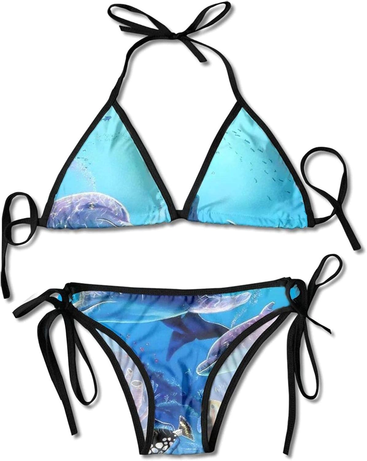smartgood Womens TwoPieces Bikinis Sets Aquarium Dolphin Fish Seaweed