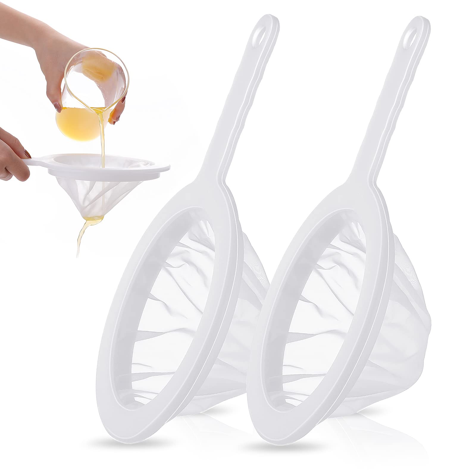 ASTER 2-Piece Plastic Nylon Fine Mesh Strainer - Ultra-Fine Nylon Sieve Colander, 200 Mesh Milk Juice Filter