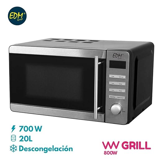 MICROONDAS 20L CROMADO 700W CON GRILL EDM: Amazon.es: Hogar
