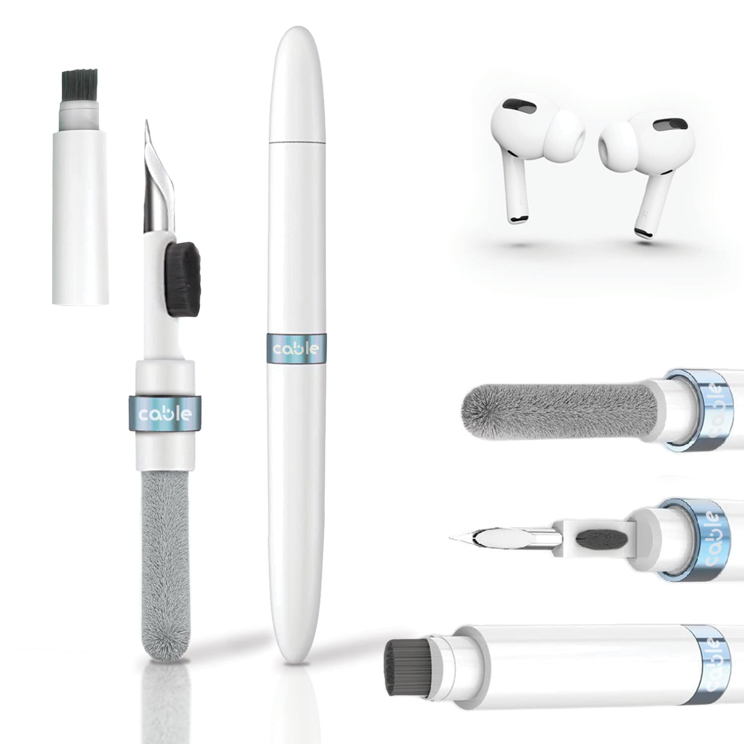 Bluetooth Earphone Cleaning Pen, Airpods Cleaning Kit, Earphone Cleaning Multifunction Brush, Universal, Compatible with Airpods 1 2 Pro (Light Blue)
