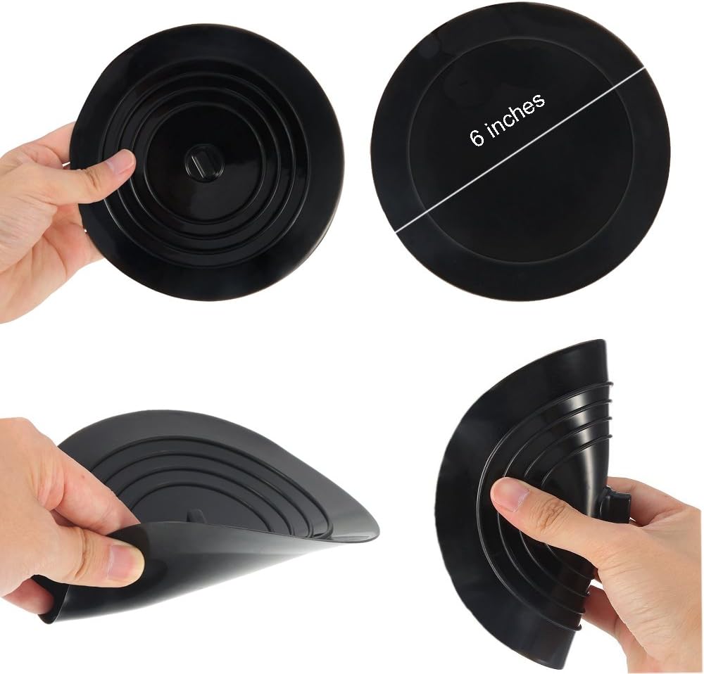 V-TOP Tub Stopper 2 Pack, 6 inches Large Silicone Drain Plug Hair Stopper Flat Suction Cover for Kitchen Bathroom and Laundry: Home & Kitchen