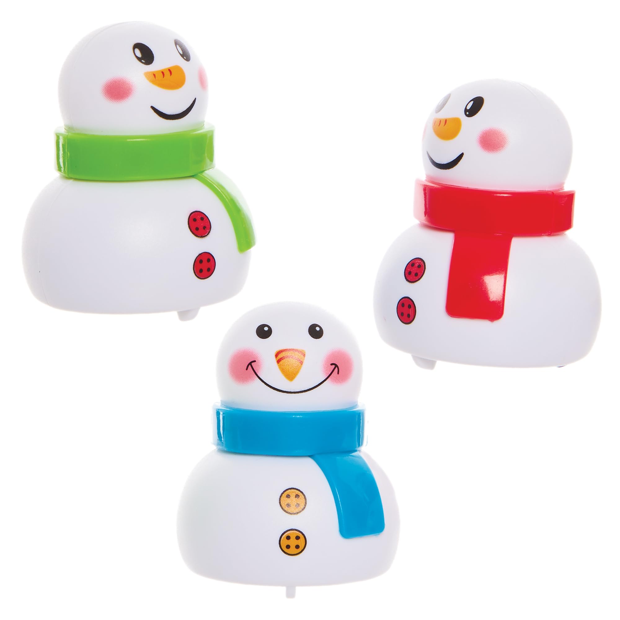 Baker Ross FX882 Snowman Pull Back Racers - Pack of 6, Christmas Party Bag Fillers for Kids