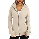 Trendy Queen Women's Full Zip Up Hoodie - Fitted Long Sleeve Sweatshirts for Fall and Winter