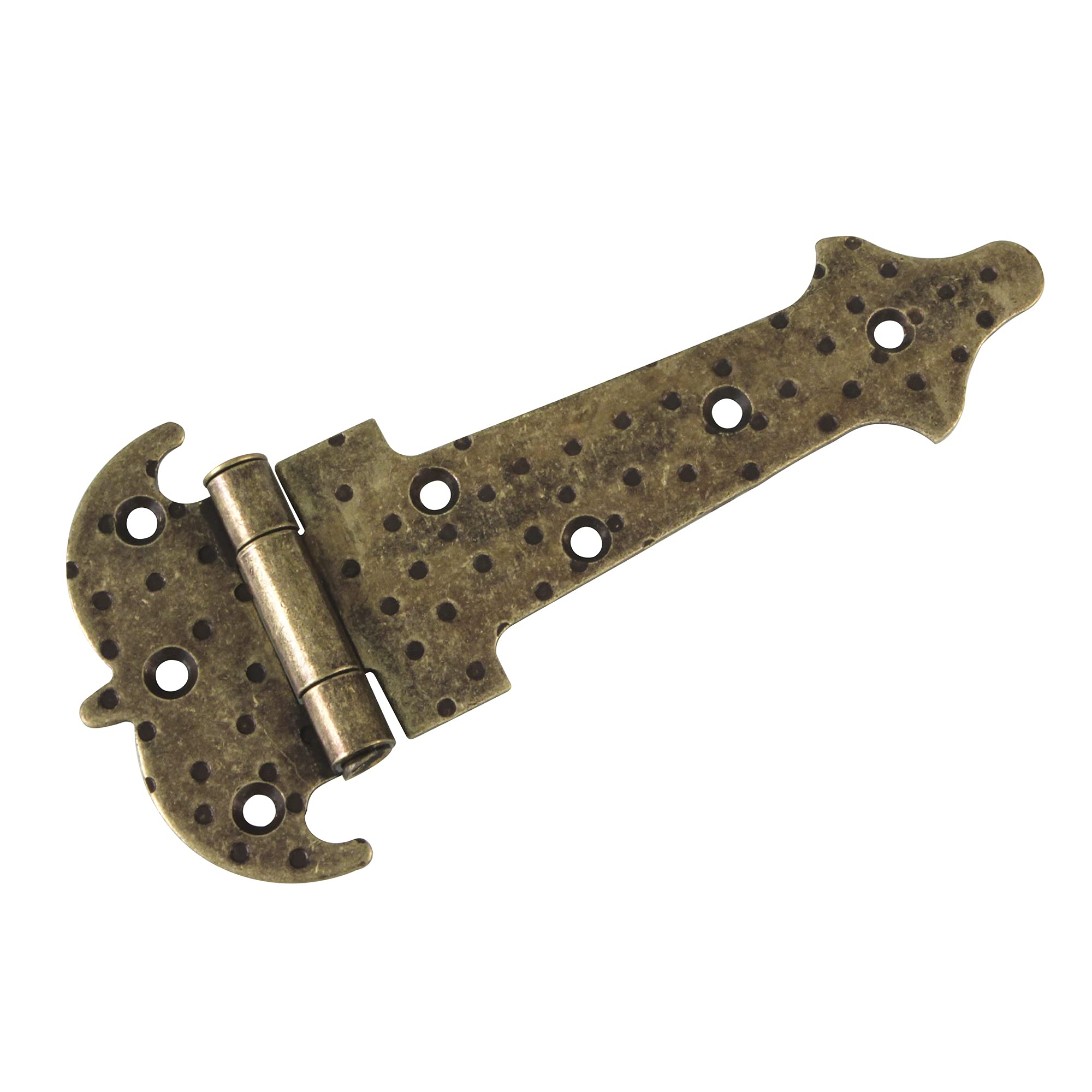 Amig - Reinforced Hinge with Two Blades Mod. 554 in Steel with Forging Style Leather Finish for Smooth hinged Doors of Entrance and Passage Exterior and Interior, and cabinets - 250 x 111 x 2 mm.