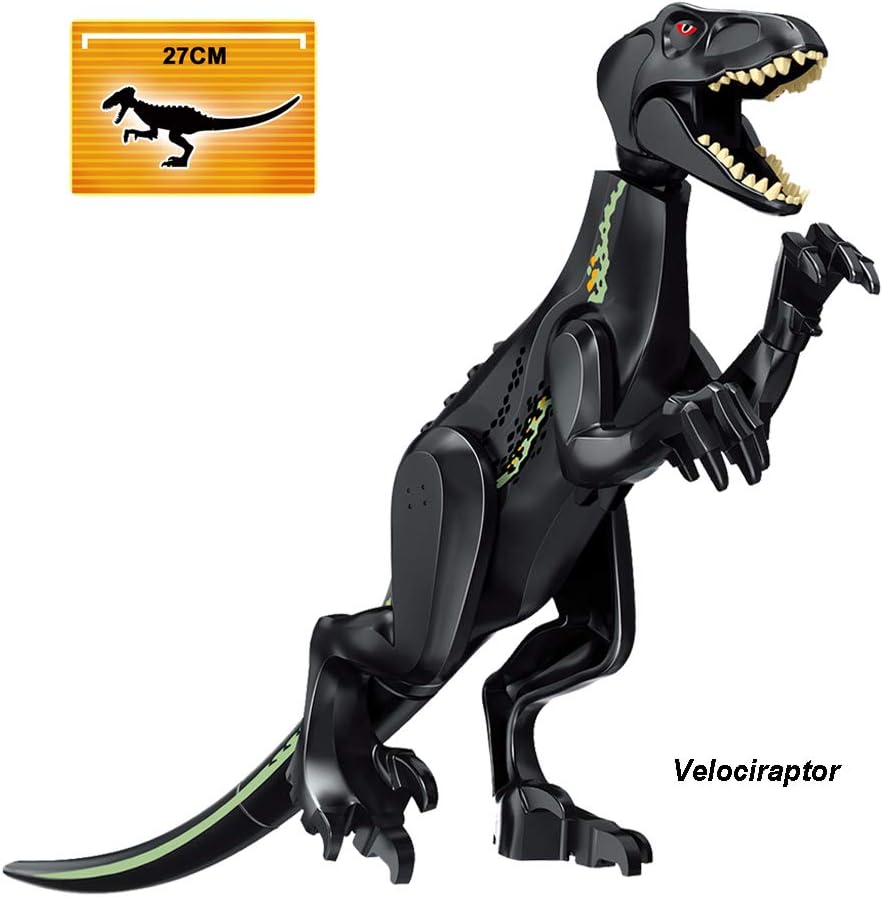 Honneth Jurassic World Dinosaur Toys Figures Large Size Dino Building Block Playset Gift for Kids (Tyrannosaur-Black, Large Size)