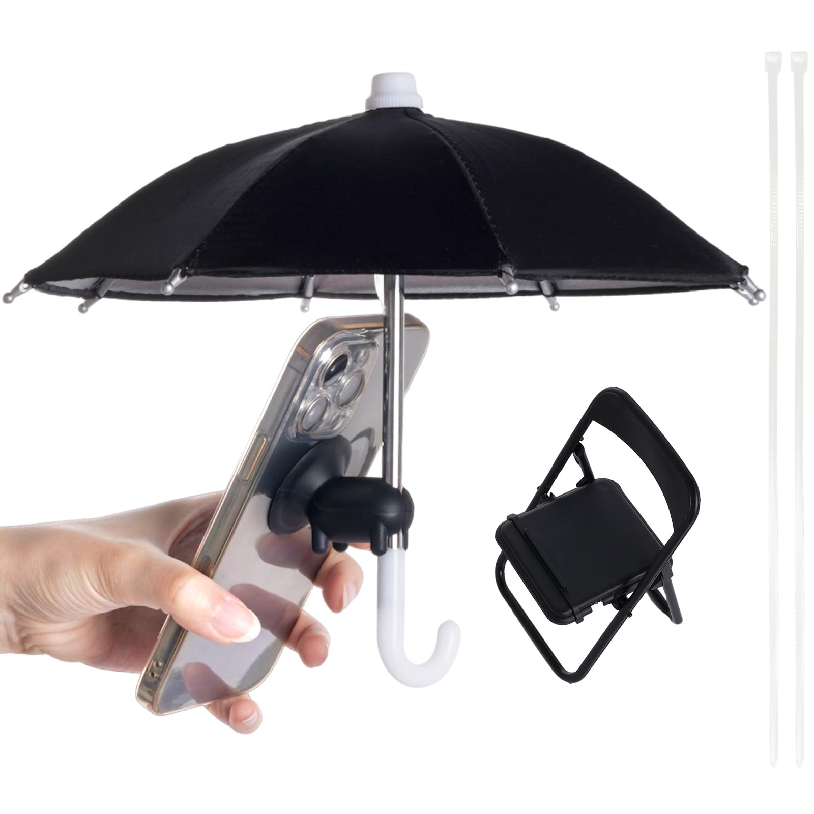 Photo 1 of Yymobt Phone Umbrella for Sun, Universal Cell Phone Umbrella Suction Cup Stand, Cover Sun Shield, Adjustable Piggy Suction Cup Phone Stand, Outdoor Cell Phone Sunshade Holder(Black)