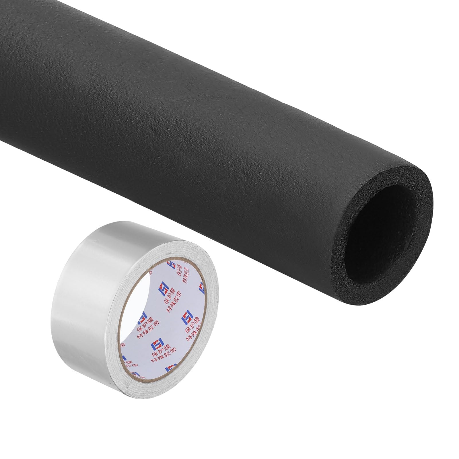 PATIKIL 1-1/8"(28mm) ID x 6Ft Pipe Insulation Foam Tube Set, Pipe Cover Wrap Roll Bar Padding Tubing with Aluminum Foil for Handle Grip HVAC Outdoor Air Conditioner Units