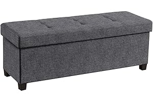 Ornavo Home 43 Inch Storage Ottoman, Large Storage Bench, Ottoman with Storage with Legs, Foot Rest Stool, Bedroom Bench - Dark Gray