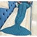 AOOK Homemade® X-Large Mermaid Tail Blanket Crochet, Warm Sofa Quilt Super Soft All Seasons Sleeping Blankets,Handmade Mermaid Tail Blanket for Adults,77''x38'' 195cmX95cm (Lake Blue)
