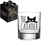 Pokolllee The Catfather Whiskey Glass Gifts for Cat Dad Men Cat Lover, Fathers Day Gift, Cats Dad Gift from Daughter Son Kids, Birthday Retirement Gifts for Husband Father