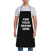OHORTEB Custom Logo Apron with Photo, Customized Picture Chef Cooking Apron Personalized Text Kitchen Waterproof Apron