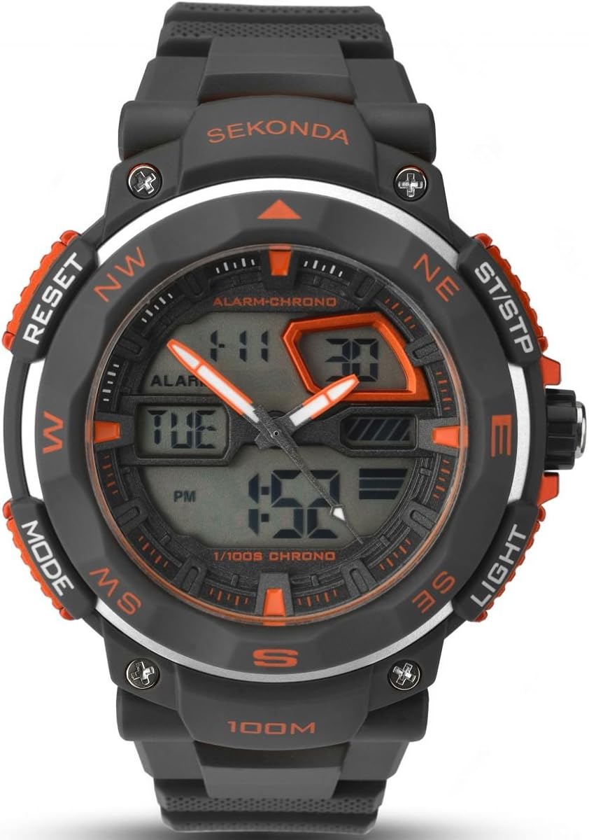 Sekonda Men's Digital Watch with Black Dial Digital Display and Black Plastic Strap 1163.05, Black/Black