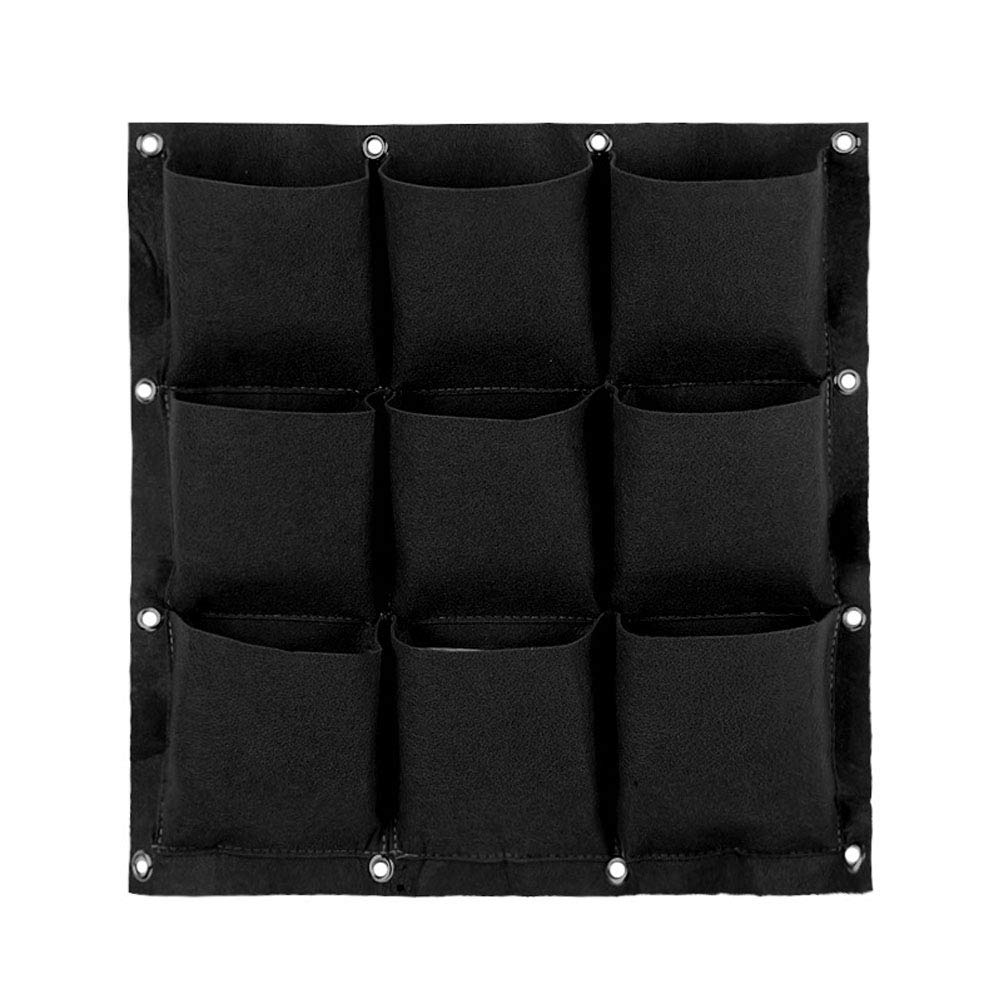 Hanging Planting Grow Bags, 9 Pockets Gardening Hanging Vertical Wall Planter Flower Planting Grow Bags For Yard Garden Home Decoration (Black, 9 Pockets)